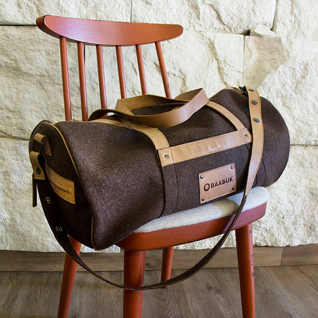 Wool Weekender Bag - Brown